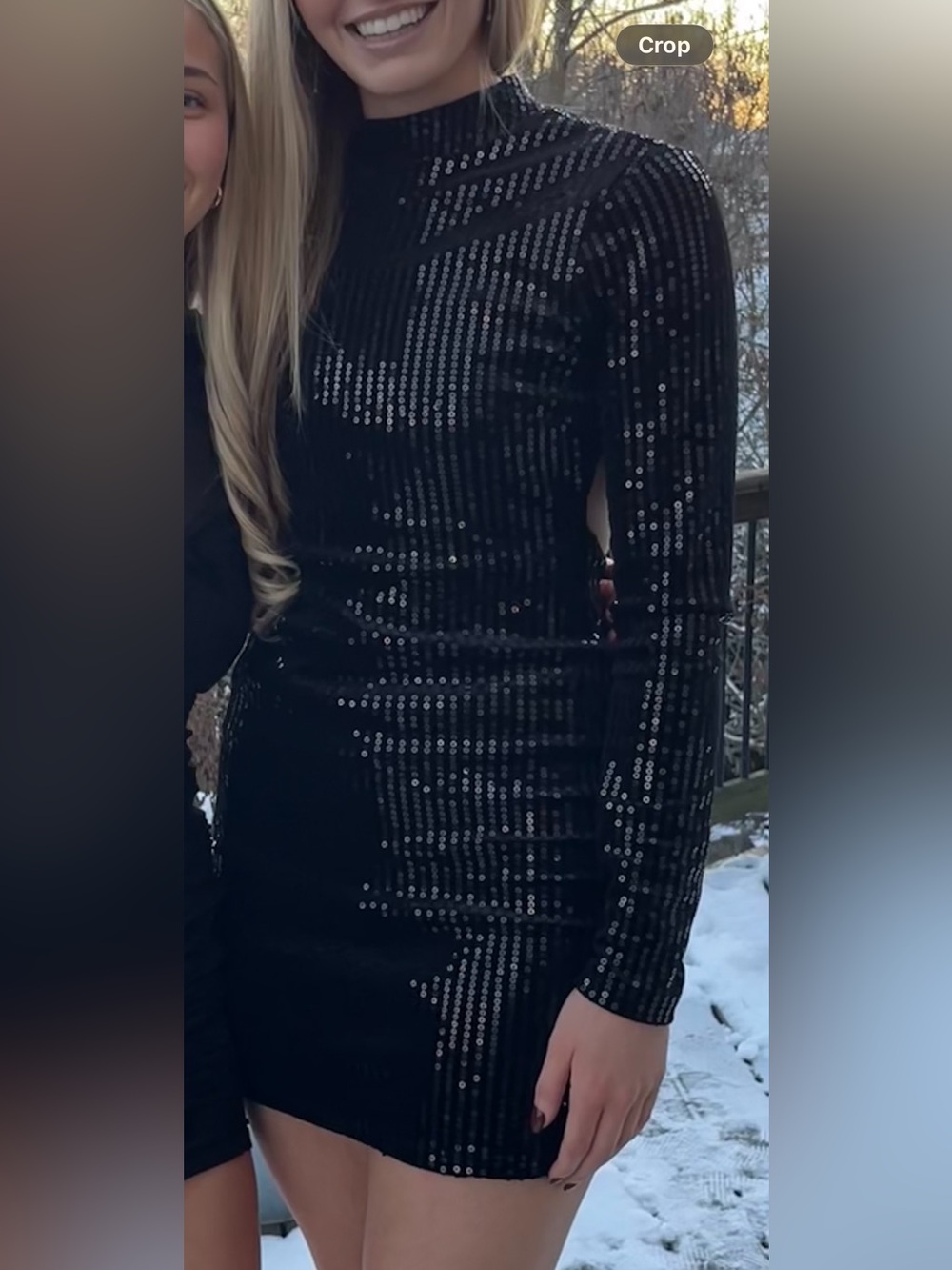 Honey and Rosie Black Sequin Long-Sleeve Mini Dress